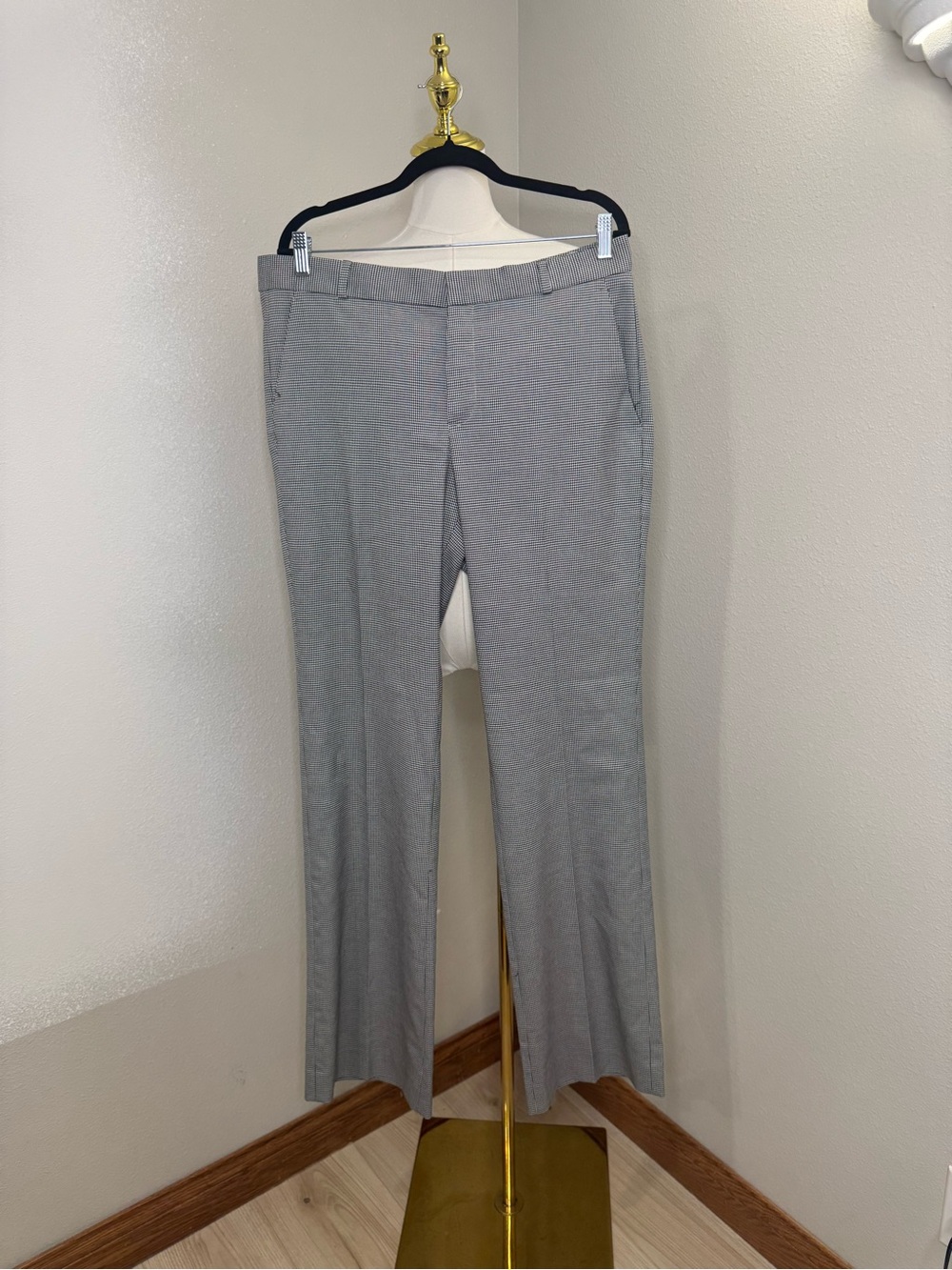Banana Republic Logan Pants Women’s 12L Gray Houndstooth Bootcut Trousers